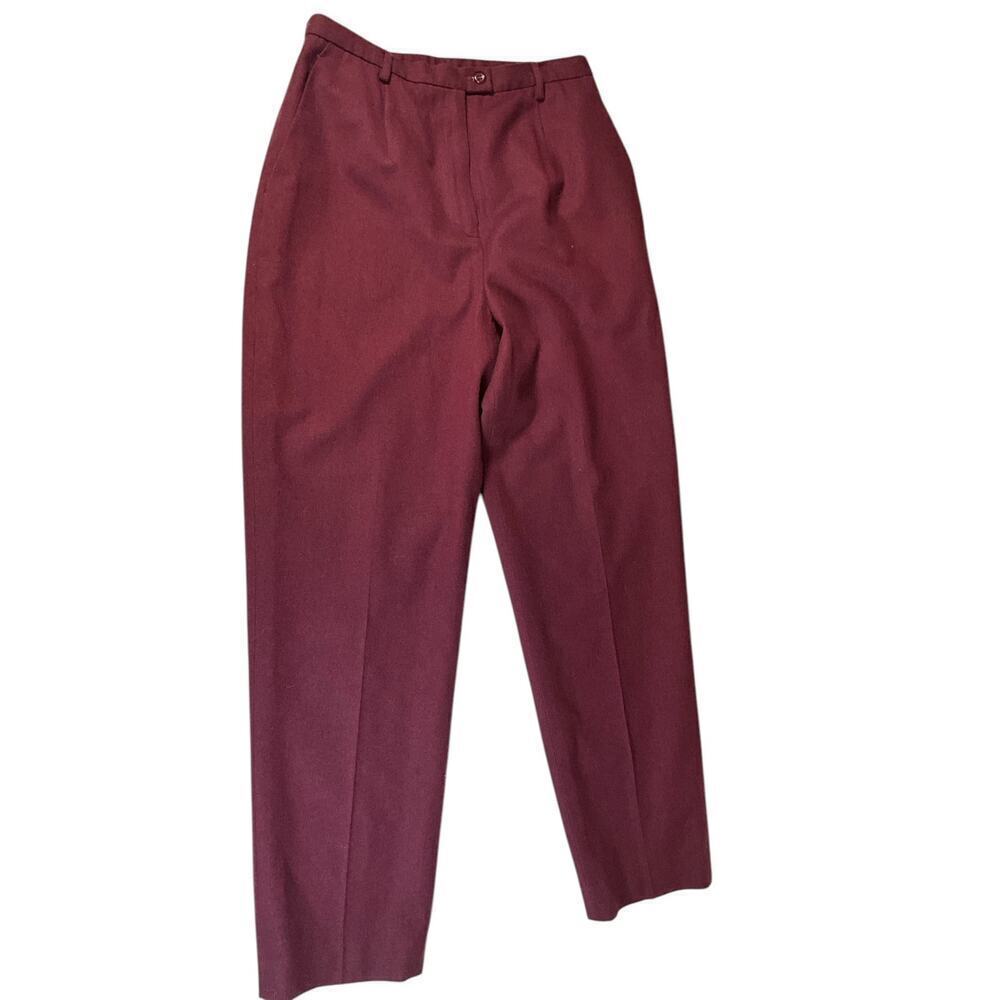 Vintage Pendleton Womens Maroon 100% Virgin Wool Trousers Size 12 Classic Warm